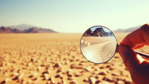 Magnifying Glass Over Desert Landscape | Cross Processing Style