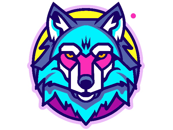 Colorful Geometric Wolf Illustration POD Design