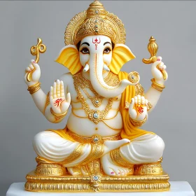 Elegant Ganesha Sculpture with Gold Details