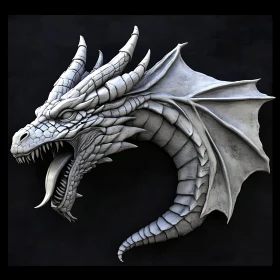 Monochrome Dragon Sculpture Profile