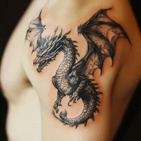 Detailed Dragon Tattoo on Shoulder