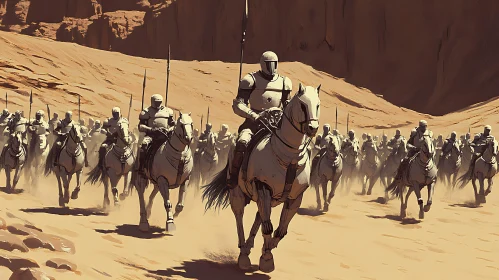 Desert Riders: A Procession of Armored Knights