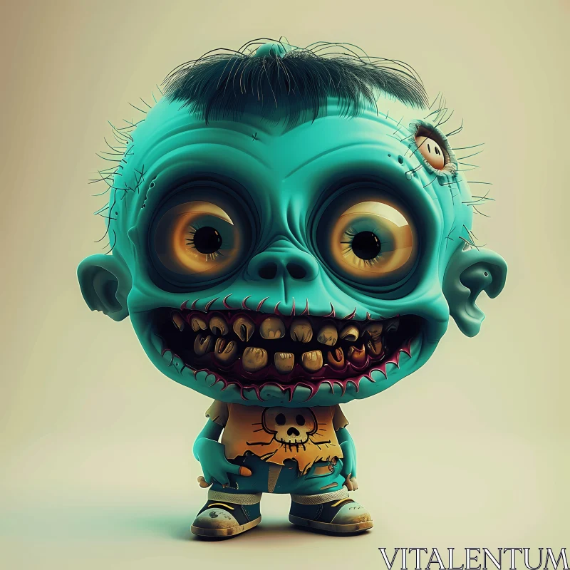 3D Cartoon Zombie - Creepy Yet Humorous Artwork AI Image