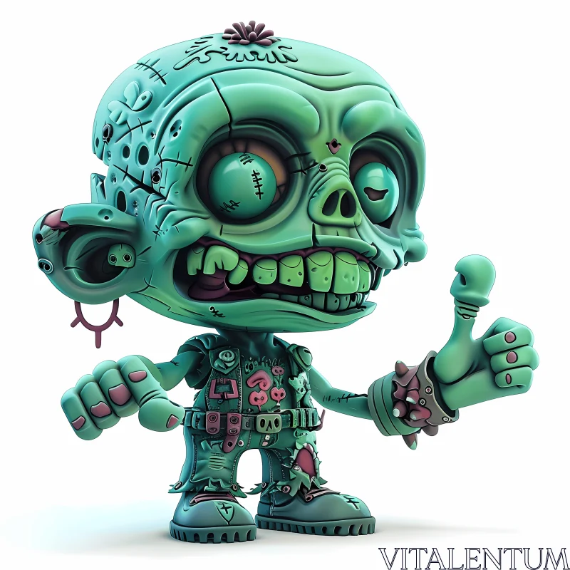 AI ART 3D Rendered Cartoon Zombie Giving Thumbs-Up