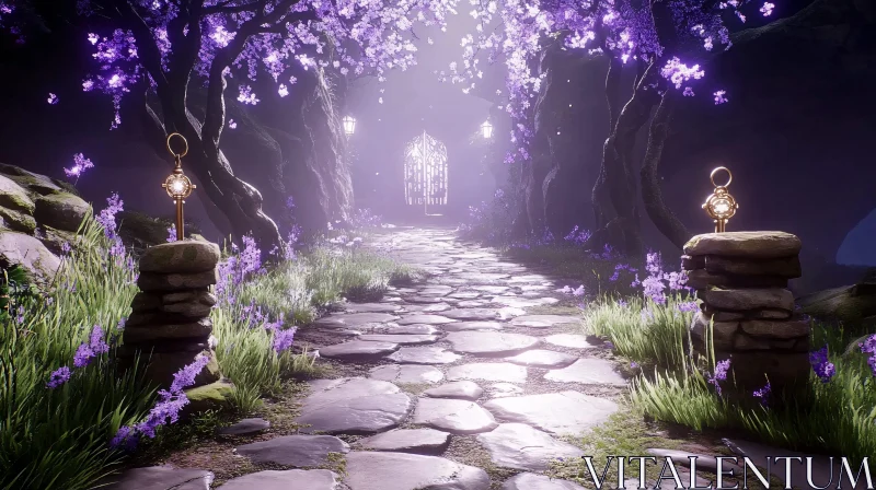 Mystical Blossom Path AI Image