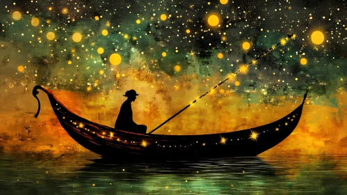 Celestial Voyage: Night Scene Illustration