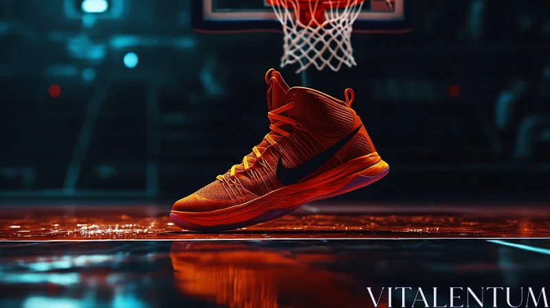 Floating Basketball Shoe on Court AI Image