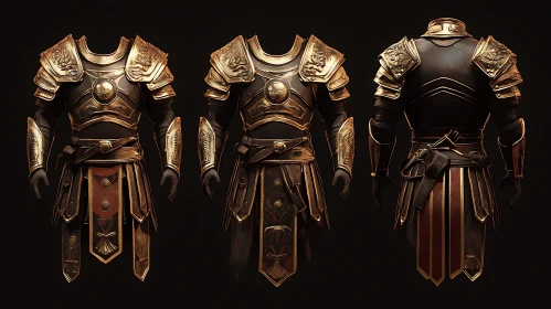 Detailed Golden and Black Armor Set