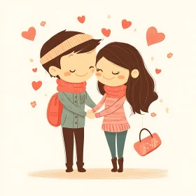 Sweet Cartoon Romance Illustration