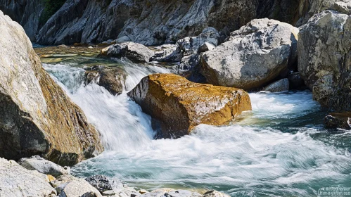 Tranquil Rocky Stream with Cascading Water