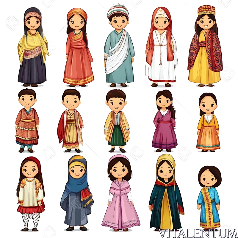 Children in Cultural Costumes Art AI Image