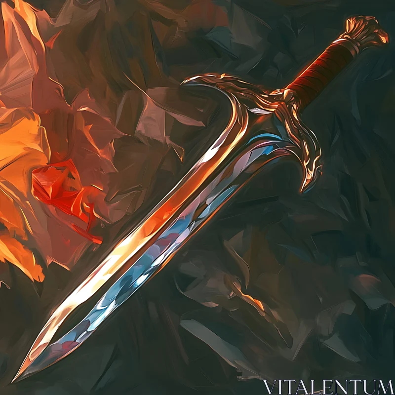 AI ART Artistic Sword with Reflected Light