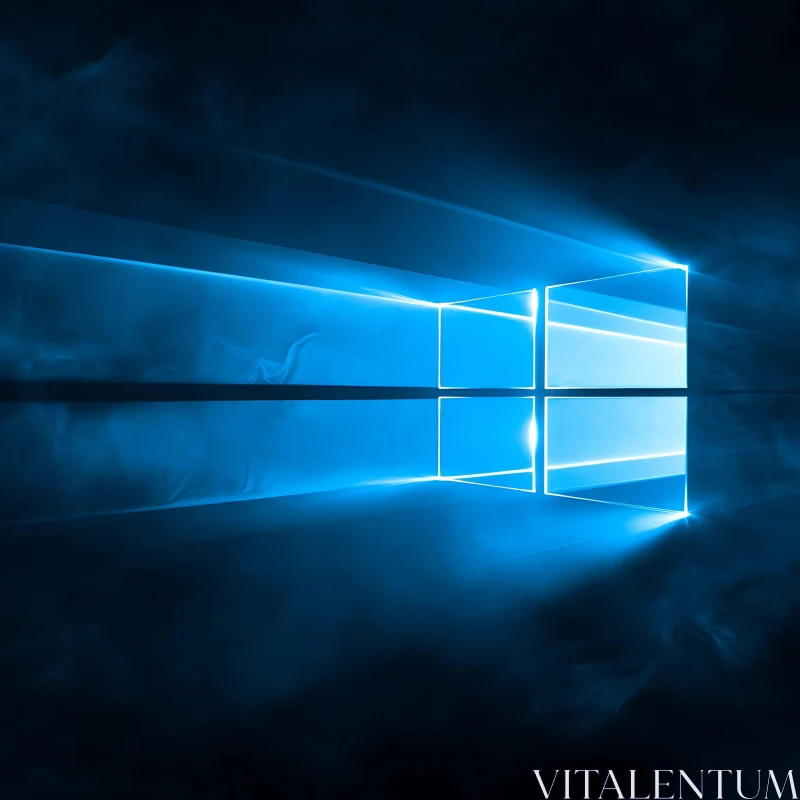 Abstract Blue Light Emitting Window AI Image