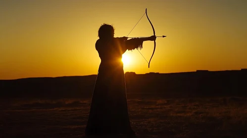 Silhouette of Archer at Sunset