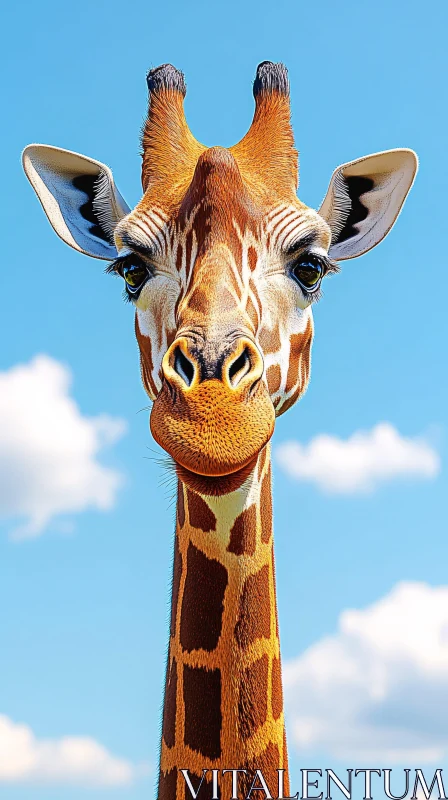 Giraffe Portrait in Nature AI Image