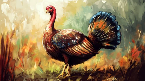 Artistic Turkey Illustration in Nature