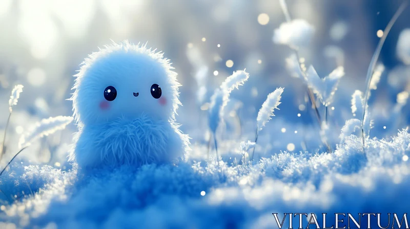 AI ART Snowy Encounter with a Cute Creature