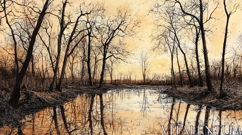 AI ART Tranquil Sunset over a Reflective River