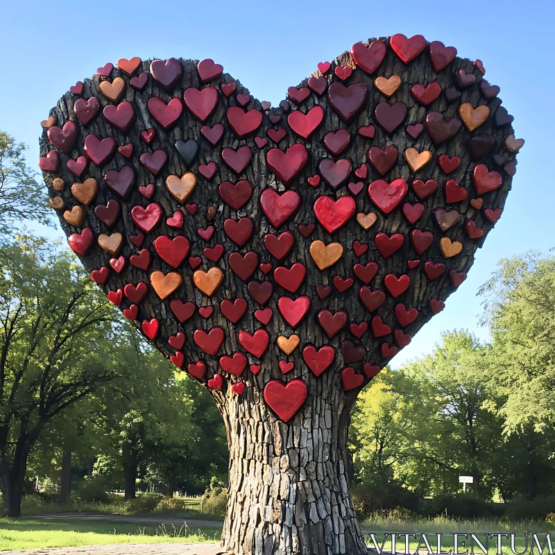 Heart Tree Sculpture in the Park AI Image