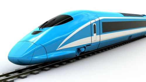 Blue and White Fast Train - Streamlined Design - Polished Surfaces