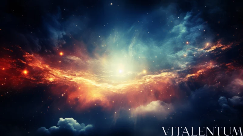 Blue Space Clouds with Stars Wallpapers | Ethereal Atmosphere AI Image