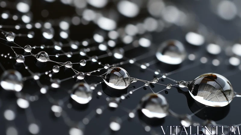 Brooding Beauty of Water Droplets on a Spider Web AI Image