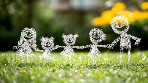 Whimsical Family Illustration on Grass