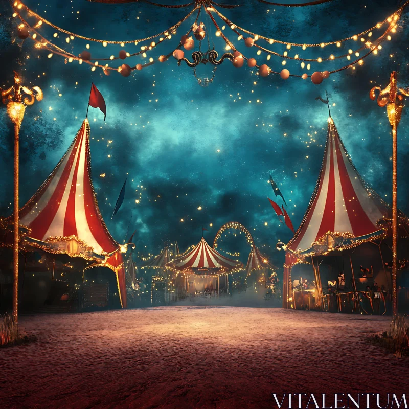 AI ART Whimsical Circus Fairground at Night