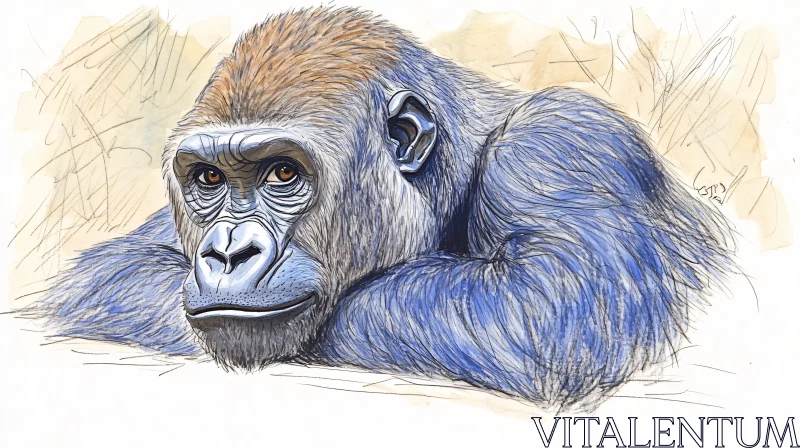 Wildlife Art: Gorilla Resting AI Image