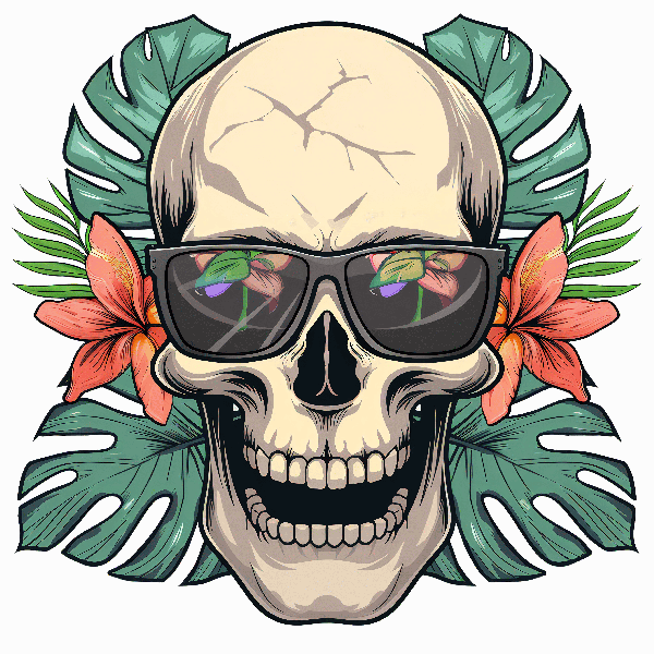 Floral Skull Tee Art POD Design