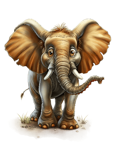 POD Design Charming Cartoon Elephant with Transparent Background