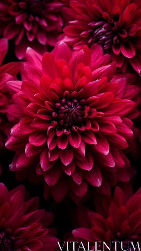 Crimson Dahlia Close-Up - A Dark & Contrast Color Scheme AI Image