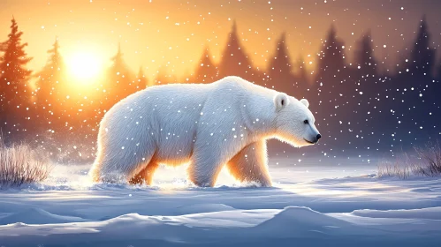 Polar Bear in Winter Wonderland