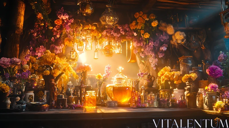 Golden Alchemy Still Life AI Image