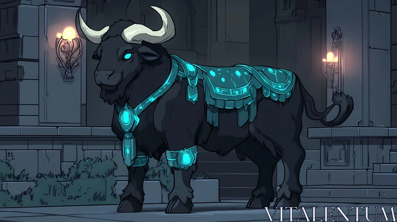 AI ART Luminescent Fantasy Bull Illustration