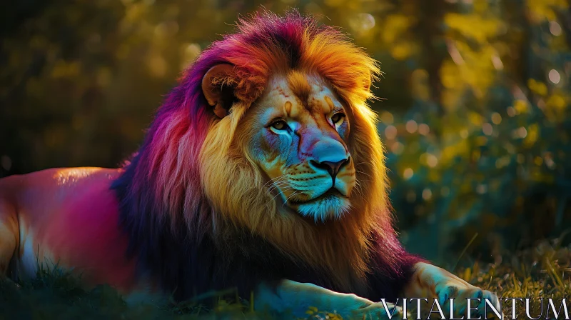 AI ART Lion with Rainbow Mane