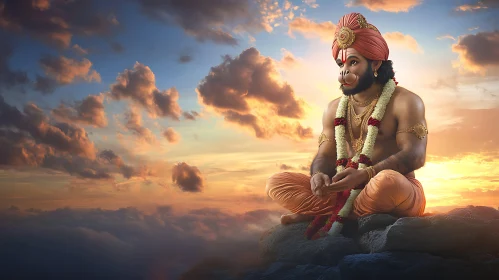 Serene Hanuman Contemplation