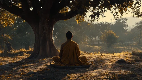 Peaceful Meditation Under Ancient Tree