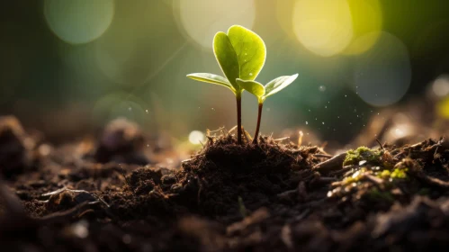 Emerging Life - A Young Plant in Sunrays