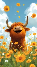 Joyful Cow in a Lush Meadow