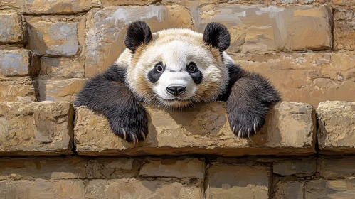 Panda Resting on Stones