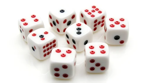 Dice Arrangement on White Surface