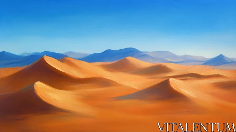 AI ART Tranquil Desert Landscape with Mountains