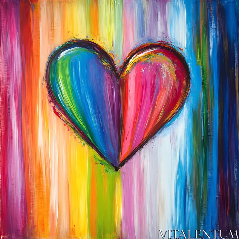 AI ART Rainbow Heart Canvas Art