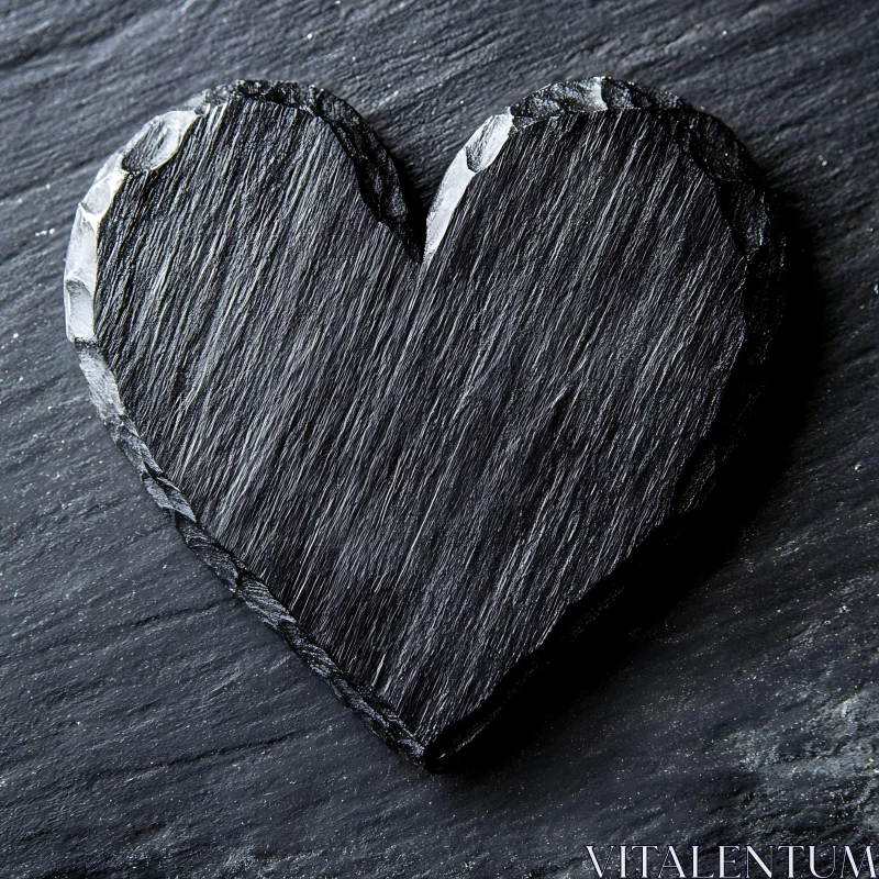 Textured Stone Heart on Dark Background AI Image