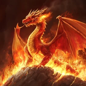 Red Dragon on Fire Rock