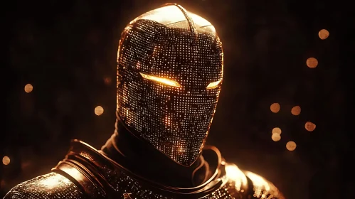 Masked Cyborg Warrior with Glowing Eyes