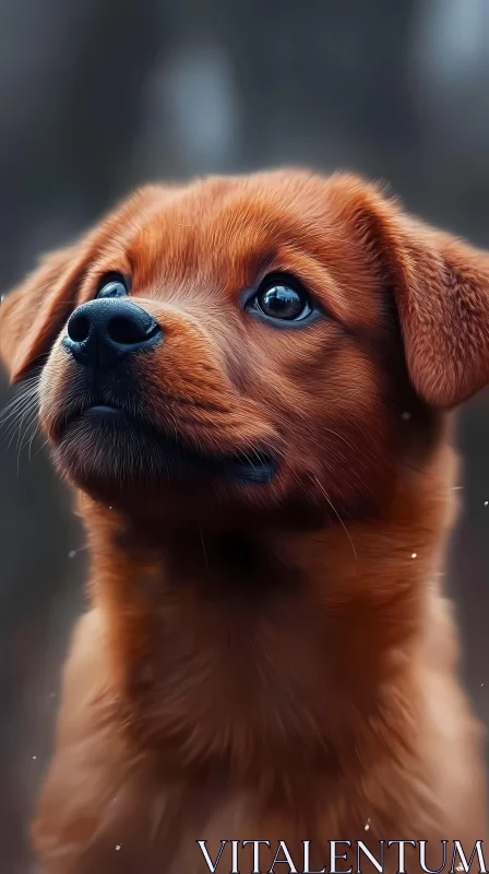 Innocent Brown Puppy Portrait AI Image