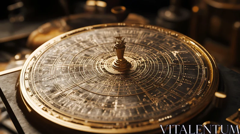 Vintage Astrological Instrument with Ship Detail AI Image