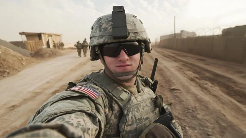 American Soldier Selfie in Desert